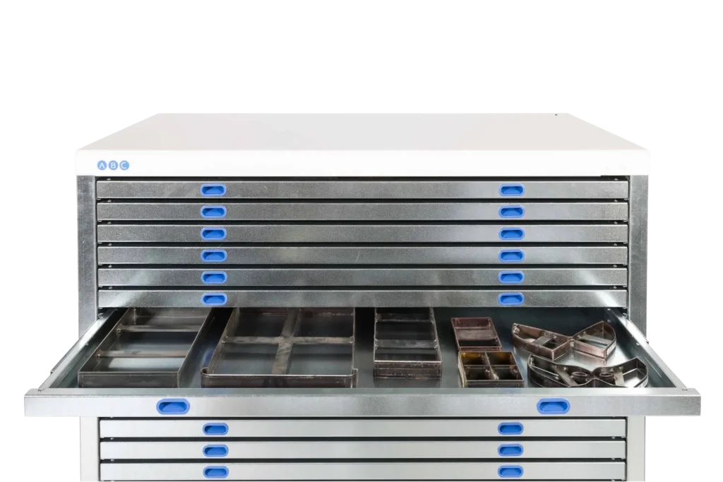 cassettiera-orizzontale-cassetto-aperto-fustelle